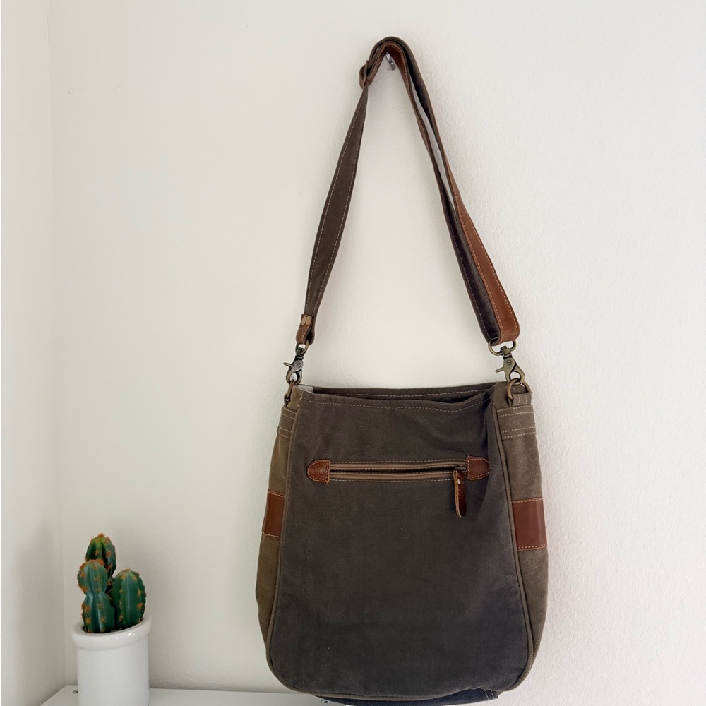 Myra Bag Brown and Gray Floral Shoulder Bag - Picture 3 of 5